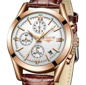 Mens Watch Leather Analog Quartz Wristwatch Men Da